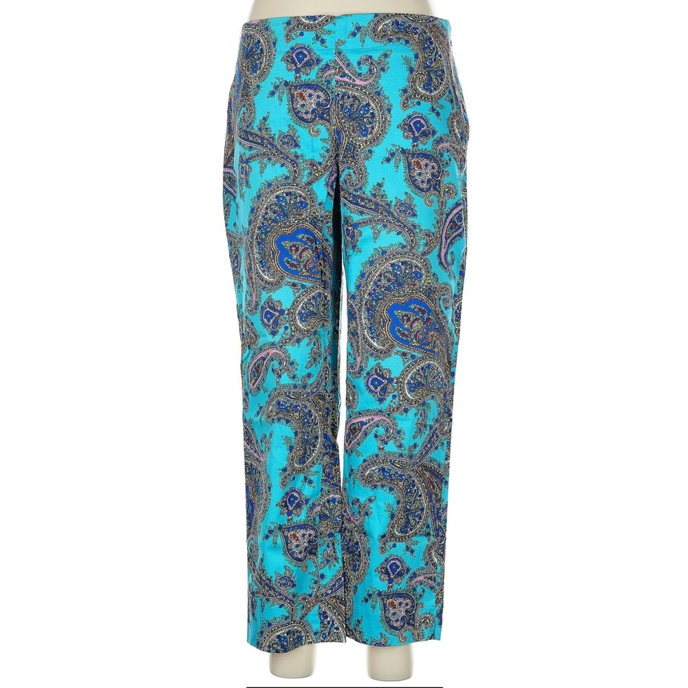 Talbots Pretty Paisley Print Petite Capris with side zipper .